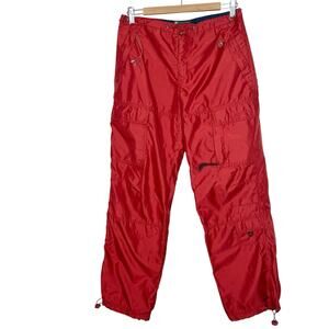 Vtg American Eagle Paratrooper Cargo Pants Womens 4 Y2K Gorpcore Parachute Red